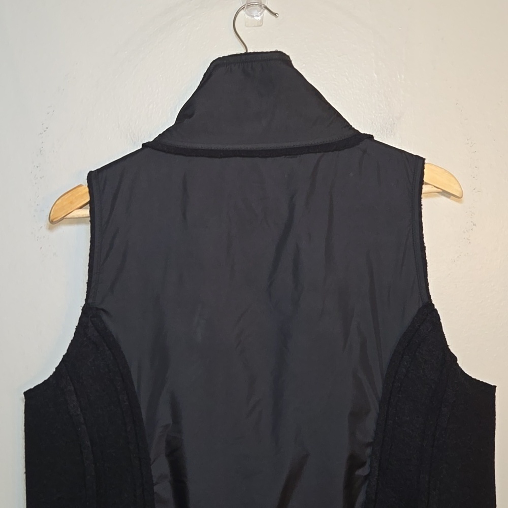 Eileen Fisher Boiled Wool Parka Trim Stand-Collar Black Vest Jacket Large - Picture 6 of 10